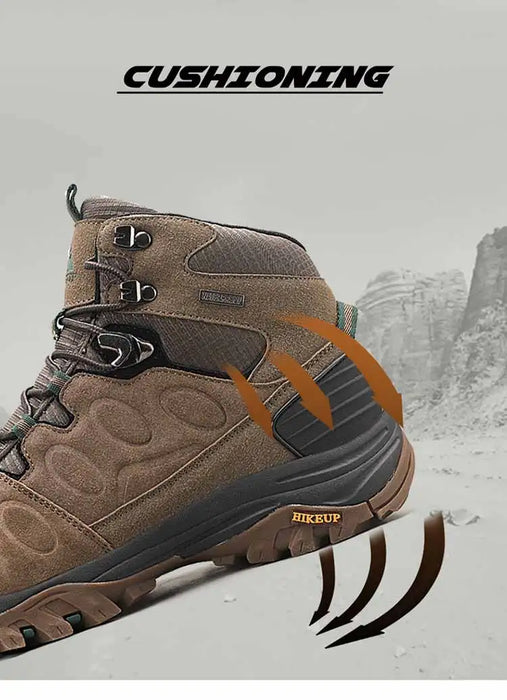 HIKEUP Scarponi da trekking alti da uomo Scarpe da esterno invernali Stringate antiscivolo Sport Casual Stivali da trekking Uomo Scarpe calde in pelle scamosciata