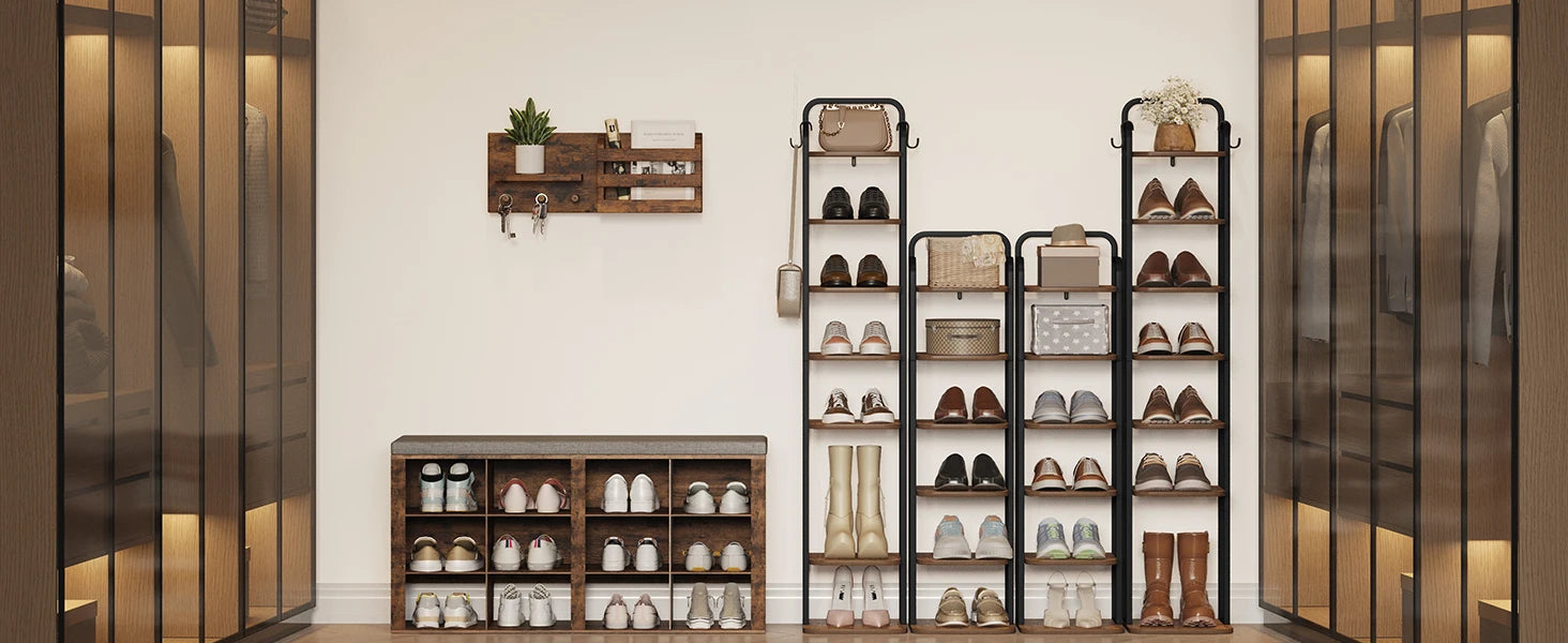 Scarpiera verticale, scarpiera a 6 livelli, organizer per scarpe in legno per armadio, ingresso, scarpiera per piccoli spazi, indipendente