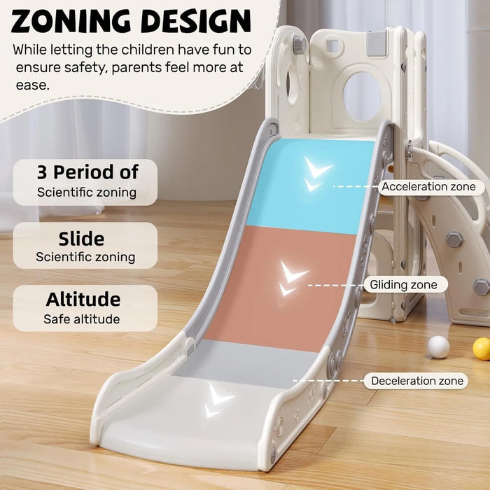 Scivolo per bambini, scivolo multifunzionale per bambini con box, spazio di archiviazione e gradini antiscivolo, pla per interni ed esterni (grigio bianco)