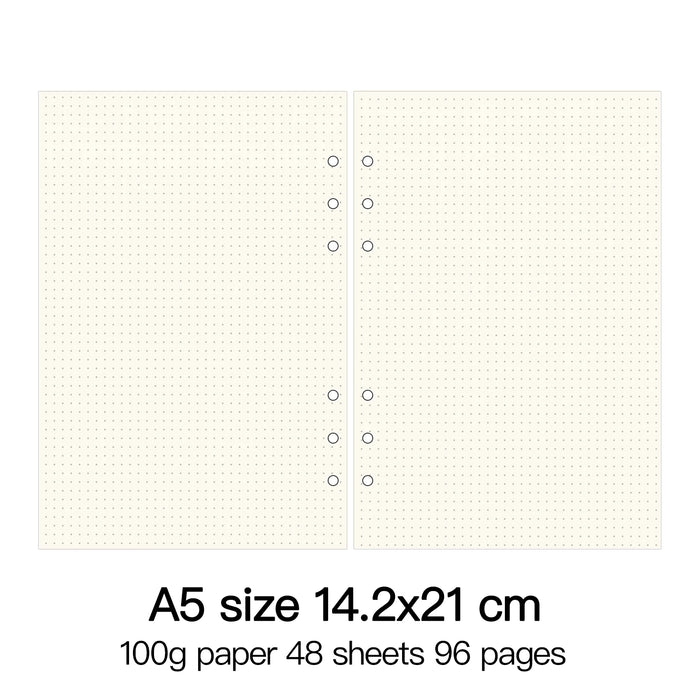 Raccoglitore ad anelli di alta qualità Notebook A5 Personal A6 A7 A8 Dimensioni Inserto Ricariche Sciolto Foglia Spirale Diario Planner Nucleo interno 100g Carta