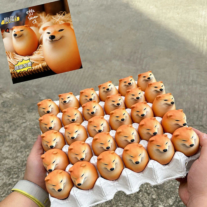 Creativo Shiba Inu realistico a forma di uovo decorazione da scrivania in PVC decorazioni per cani e uova per uffici domestici divertenti regali di natale