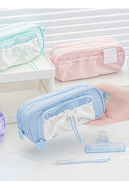 Astuccio creativo blu/rosa portapenne portatile di grande capacità carino per ragazze accessori per la scuola organizzatore forniture di cancelleria