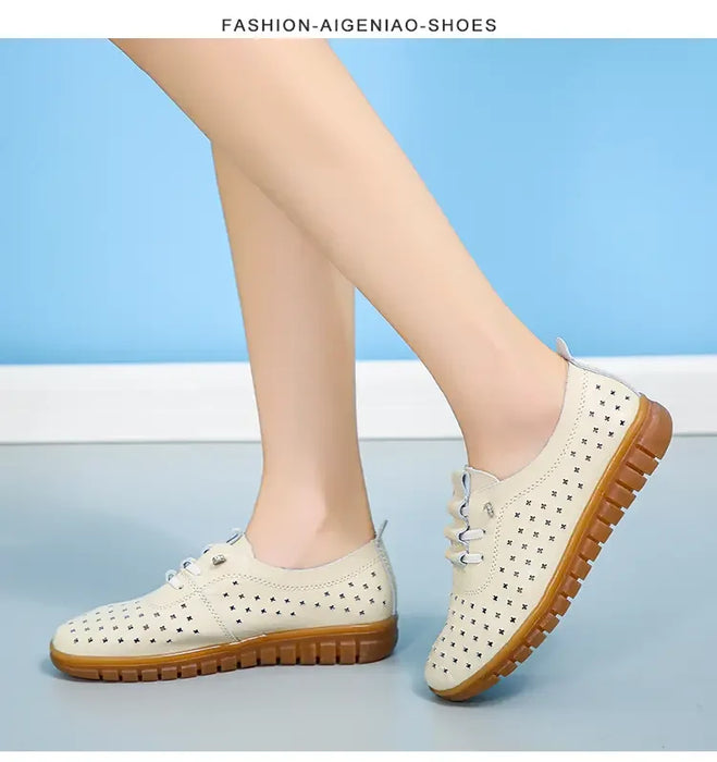 Mocassini estivi in vera pelle Scarpe casual da donna Mocassini Calzature da donna con punta morbida Scarpe basse da donna bianche