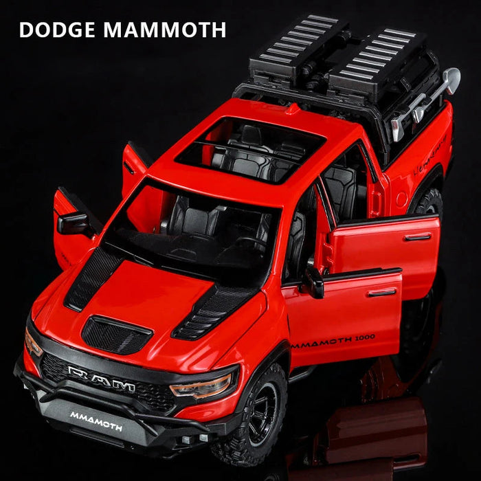 1:32 Dodge RAM 1000 TRX Mammoth Picku Modello di auto in lega Suono e luce Tirare indietro Giocattolo per bambini da collezione Regalo di compleanno