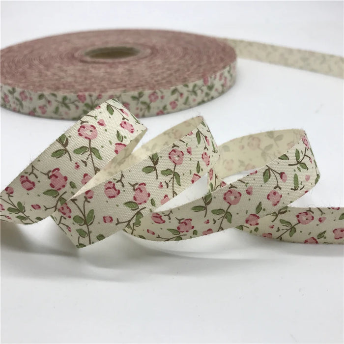 5 Yards/lot 15mm Nastro di cotone Design fatto a mano Nastri di cotone stampati per la decorazione natalizia di nozze Tessuto da cucito fai da te