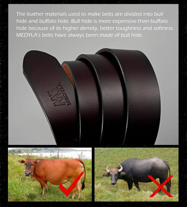 Cintura da uomo MEDYLA cinturino di lusso in vera pelle di alta qualità cintura classica Vintage in lega con fibbia ad ardiglione cintura da uomo Jeans cintura per uomo SM03