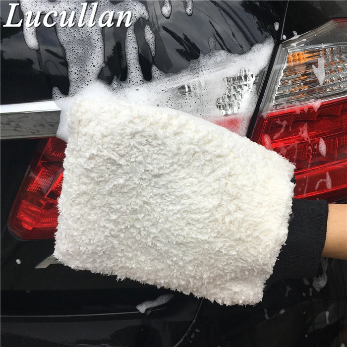Lucullan Ultimo guanto per lavaggio auto ultra morbido Guanto per dettagli automatici premium in microfibra facile da asciugare Ideale per il lavaggio a due secchi