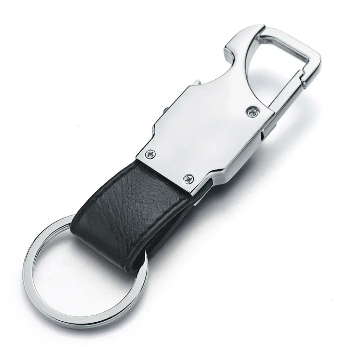 Dalaful Portachiavi con scritte personalizzate Luci a LED Lampada Apribottiglie per birra Portachiavi per auto da uomo in pelle multifunzionale K355
