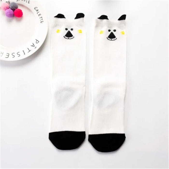 1 paio Unisex Lovely Cute Cartoon Fox Kids baby Socks Knee Girl Boy Baby Toddler Socks animal infant Soft Cotton Socks Leg Warm