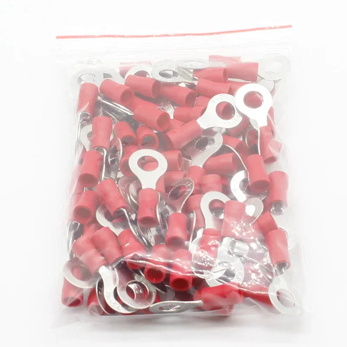 50 PZ/100 PZ RV2-6 Terminale isolato ad anello Cavo Connettore Terminale a crimpare elettrico