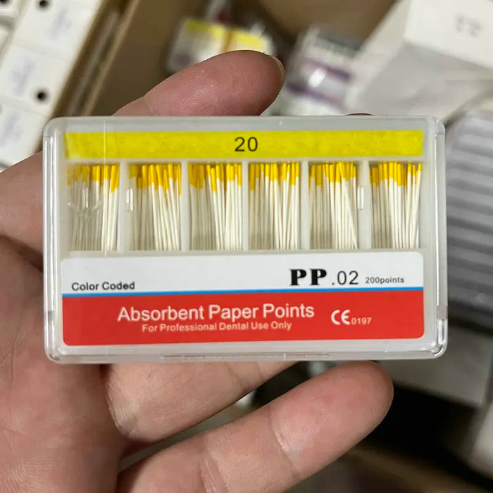 0.02 Punti di carta assorbente conico 200 pz/pacco Radice dentale Cancella Punte in fibra di cotone Prodotto per dentista Qualità superiore # 15- # 40