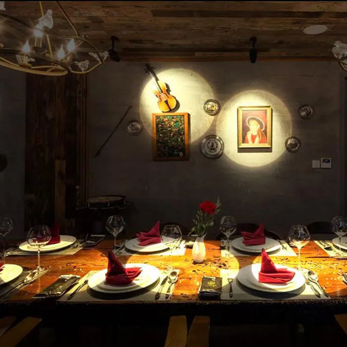 Faretti zoom da palcoscenico per teatro, luci a binario per proiettore con logo con messa a fuoco a LED, luci Gobo industriali per matrimoni in negozi di ristoranti aziendali