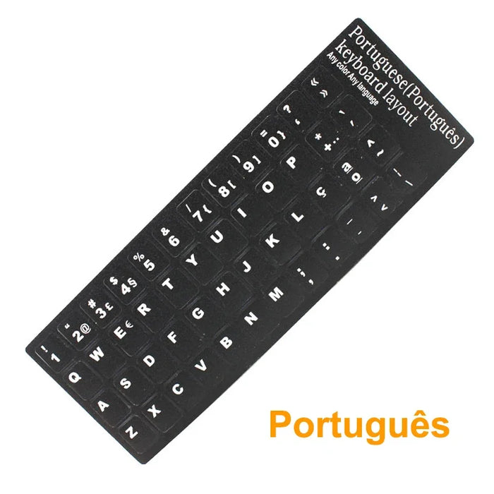 Russo francese inglese arabo spagnolo portoghese ebraico adesivi per tastiera lettera alfabeto layout adesivo per PC desktop portatile