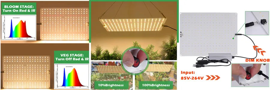 Spettro completo 300/600/800/1000/1200/2000W LED Pianta Coltiva La Luce 410-730nm Per Pianta da Interno Fiore Serra Giardino Coltiva Tenda scatola