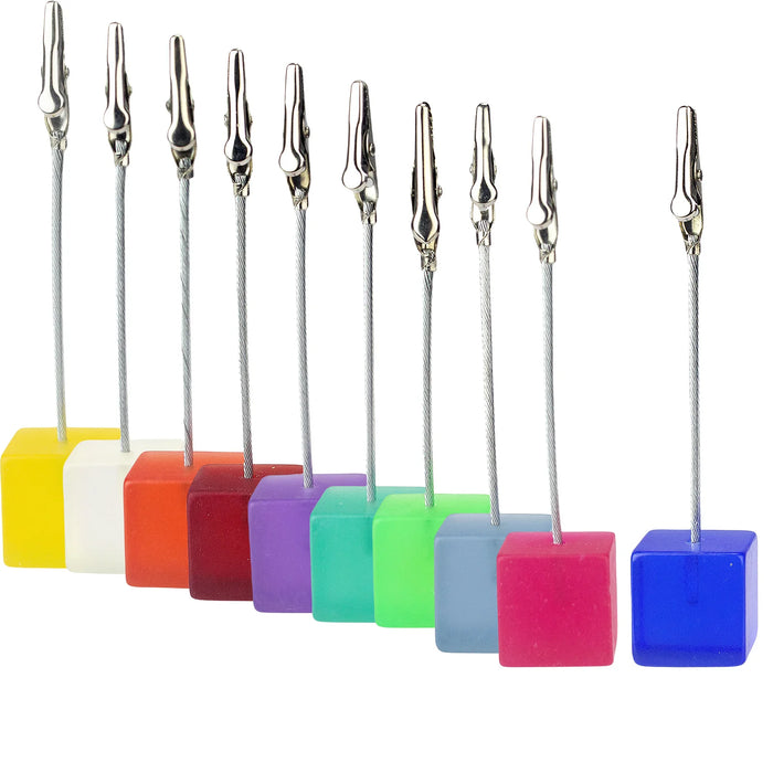Clip per foto in filo di alligatore con supporto per cubo colorato, porta biglietti memo, bomboniera per feste di matrimonio da tavolo, morsetto per note regalo personalizzato