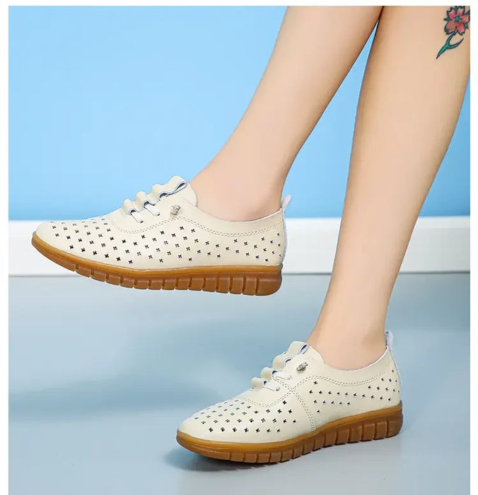 Mocassini estivi in vera pelle Scarpe casual da donna Mocassini Calzature da donna con punta morbida Scarpe basse da donna bianche