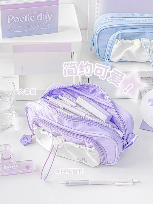 Astuccio creativo blu/rosa portapenne portatile di grande capacità carino per ragazze accessori per la scuola organizzatore forniture di cancelleria