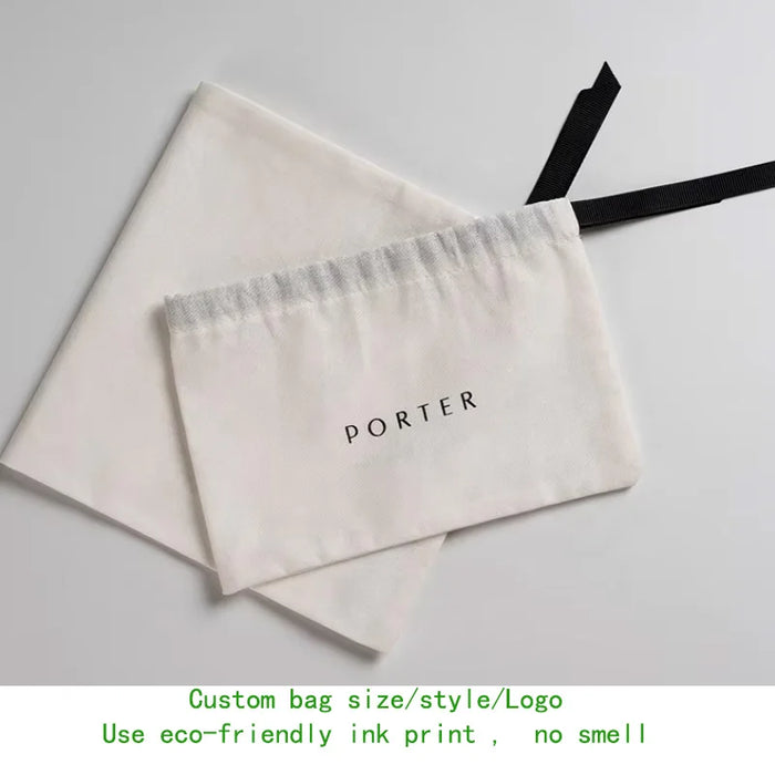 Piccoli sacchetti regalo in cotone bianco 5x7 cm 8x10 cm 9x12 cm Sacco bomboniera per caramelle per feste Borsa personalizzata con coulisse in mussola Custodia con logo per gioielli