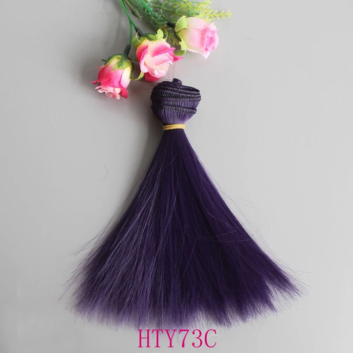 1 pz Capelli della bambola 15 cm 25 cm Rosa Giallo Viola Verde Blu Colore Parrucche per bambole diritte per accessori fai da te fatti a mano russi