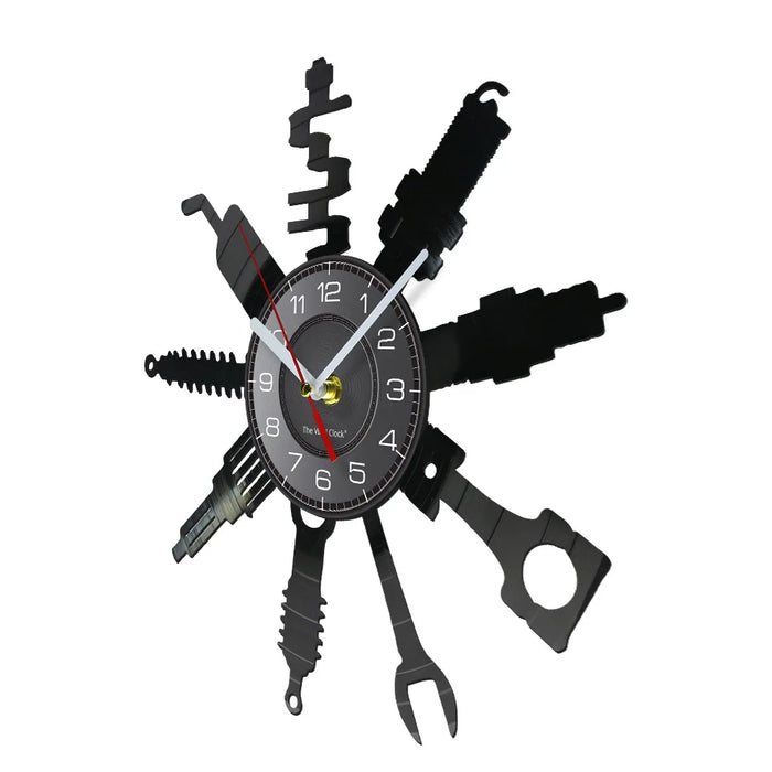 Negozio di riparazione Auto Wall Sign decorativo moderno orologio da parete Auto servizio meccanico officina vinile Record Clock Garage riparatore regalo