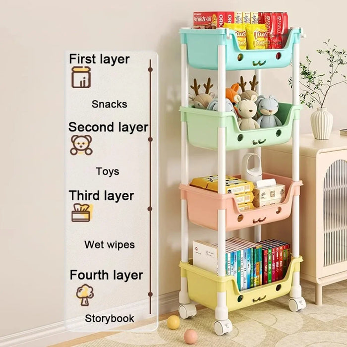 Carrello portaoggetti per giocattoli scaffale per Snack scaffale per bambini organizzatore di stoccaggio accessori per il bagno armadio organizzatore portaoggetti da cucina