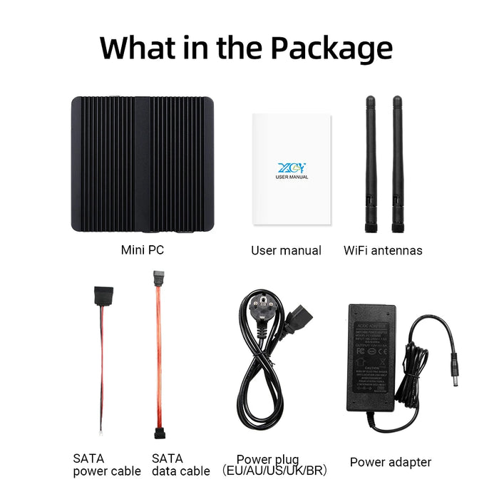 XCY Mini PC senza ventola Intel Celeron J6412 J4125 2x GbE LAN 2x RS232 HDMI VGA WiFi 4G LTE Windows 10 Linux Computer industriale