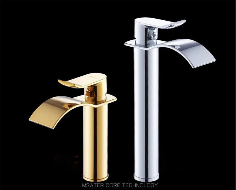 Rubinetto per lavabo rubinetto per cascata in oro e bianco rubinetto per bagno in ottone rubinetto per lavabo da bagno rubinetto per miscelatore rubinetto per lavabo caldo e freddo