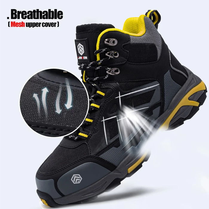 LARNMERN Stivali da lavoro antinfortunistici con punta in acciaio da uomo Scarpe antiscivolo per uomo Stivali protettivi antistatici antiforatura