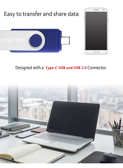Tipo C Biyetimi Unità Flash Usb 2.0 128gb pendrive 64gb флэш-накопител bastone 32G 16gb Tipo-c Pen Drive 4G per il Telefono Del PC regalo