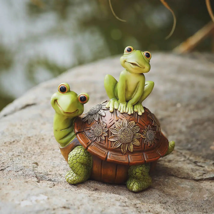 Carino tartaruga e rane scultura in resina decorazione del giardino di casa ornamenti statua animale per la decorazione del giardino della stanza del partito regalo divertente