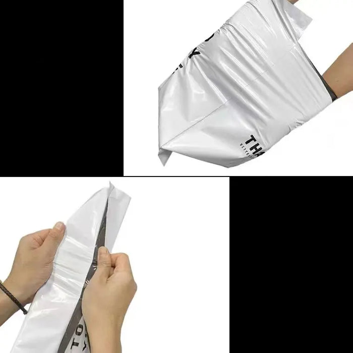 INPLUSTOP 50 pz colore bianco addensare borsa espressa grazie stampa abbigliamento impermeabile pacchi imballaggio borse busta corriere sacchetto