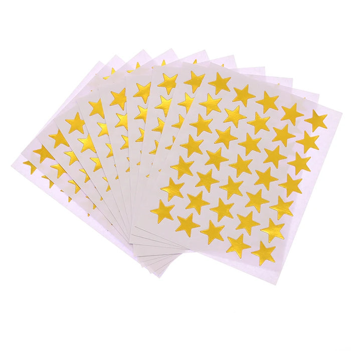 10 fogli/confezione di adesivi glitterati premio placcato oro per bambini Etichetta di elogio per madre insegnante Premio Adesivo amore stella a cinque punte