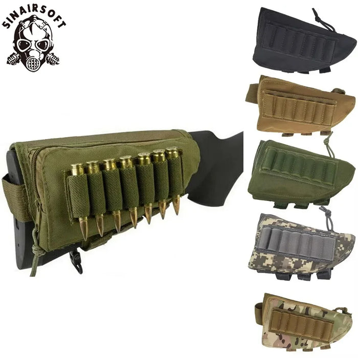 Tattico Muti-funzionale Caccia Cerniera Fucile Buttstock Pack Borsa Guancia Pad Resto Shell Mag Munizioni Pouch Pocket Magazine Bandoliera
