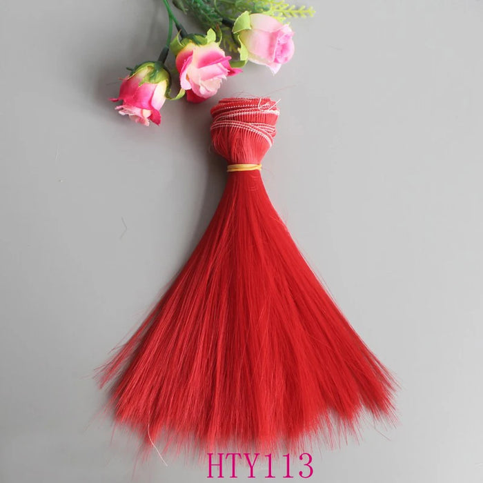 1 pz Capelli della bambola 15 cm 25 cm Rosa Giallo Viola Verde Blu Colore Parrucche per bambole diritte per accessori fai da te fatti a mano russi