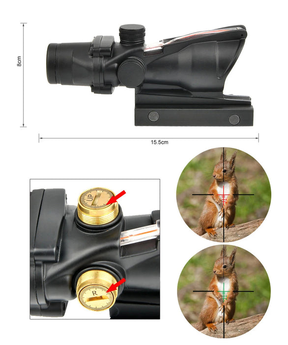 4X32 Fibra Ottica Reale Punto Rosso Illuminato Chevron Vetro Inciso Reticolo Tattico Cannocchiale Ottico Caccia Ottica vista