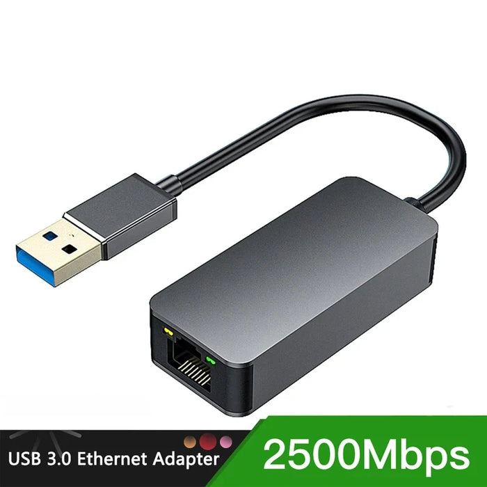 Adattatore per scheda di rete 2500Mbps Adattatore da USB/tipo C a RJ45 2.5G USB 3.0 Convertitore per scheda di rete cablata HUB per laptop Win 7/8/10