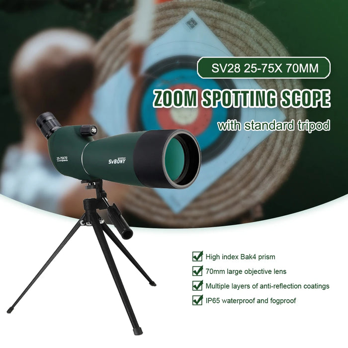 Svbony SV28 Cannocchiale 50/60/70/80mm Zoom potente con treppiede impermeabile, attrezzatura da campeggio, tiro al bersaglio, osservazione degli uccelli