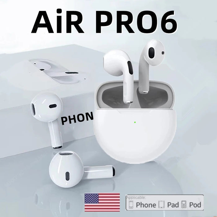 Auricolari Bluetooth Wireless Pro 6 TWS originali cuffie Mini Fone auricolare Stereo Sport Headset per auricolari Xiaomi Android