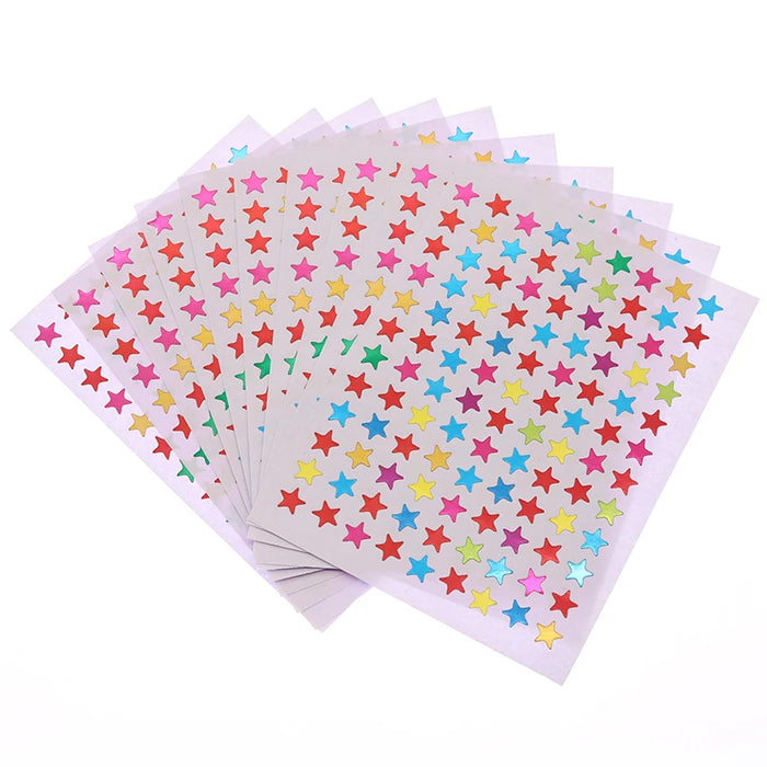 10 fogli/confezione di adesivi glitterati premio placcato oro per bambini Etichetta di elogio per madre insegnante Premio Adesivo amore stella a cinque punte