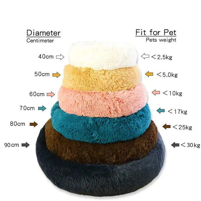 Lettino rotondo per animali domestici da 40-90cm per letto per cani di grandi dimensioni letto per gatti Super morbido casa per cani lunga in peluche per cani di taglia media inverno caldo sonno