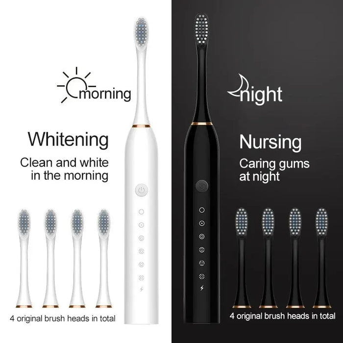 Spazzolino elettrico ad ultrasuoni modalità a sei velocità Home Soft Hair ricarica USB detergente per denti per adulti impermeabile Set di coppie automatico