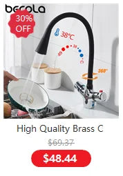 BECOLA Beccuccio per rubinetto a parete Beccucci quadrati e rotondi in ottone cromato/nero Accessori per rubinetti per doccia a cascata