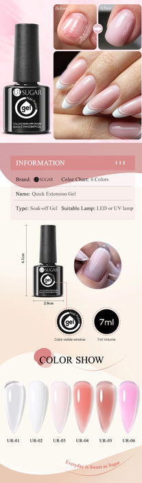 UR SUGAR 7.5ml Gel per unghie con estensione acrilica Costruzione rapida Smalto gel rosa trasparente Punte per unghie Estensione gel per unghie Nail Art Soak Off