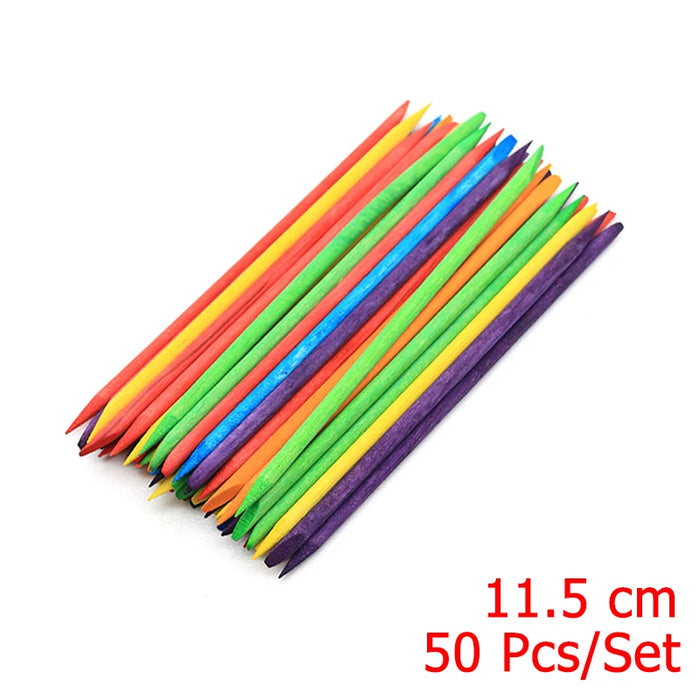 4 diverse dimensioni Bastoncini di legno arancione per spingipelle Strumento per rimuovere le cuticole Forchette per unghie Strumenti per manicure 10/30/50/100 Pz/set