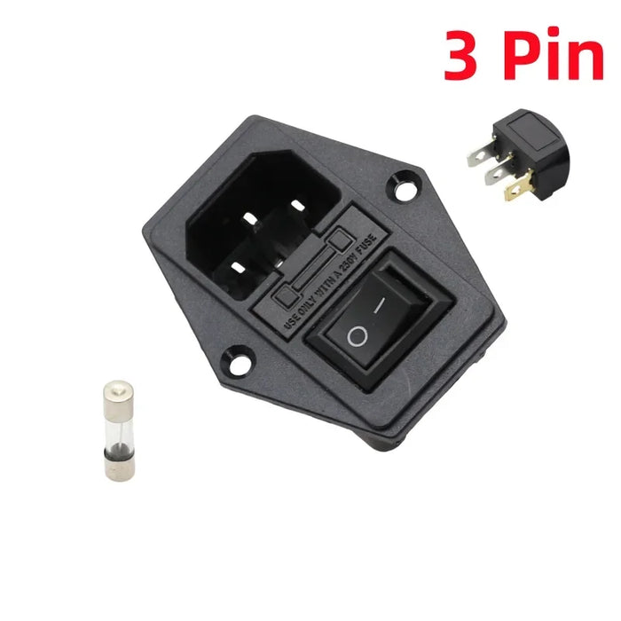 1 Pz AC-01A interruttore a bilanciere di alimentazione con fusibile IEC 3 pin 320 C14 prese di alimentazione interruttori connettore spina 10A 250 V