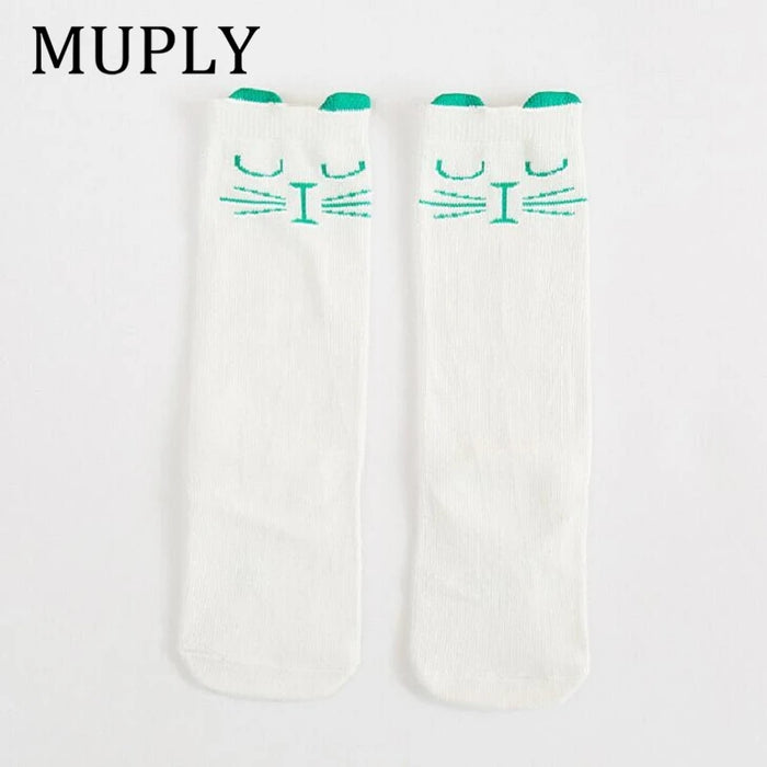 1 paio Unisex Lovely Cute Cartoon Fox Kids baby Socks Knee Girl Boy Baby Toddler Socks animal infant Soft Cotton Socks Leg Warm