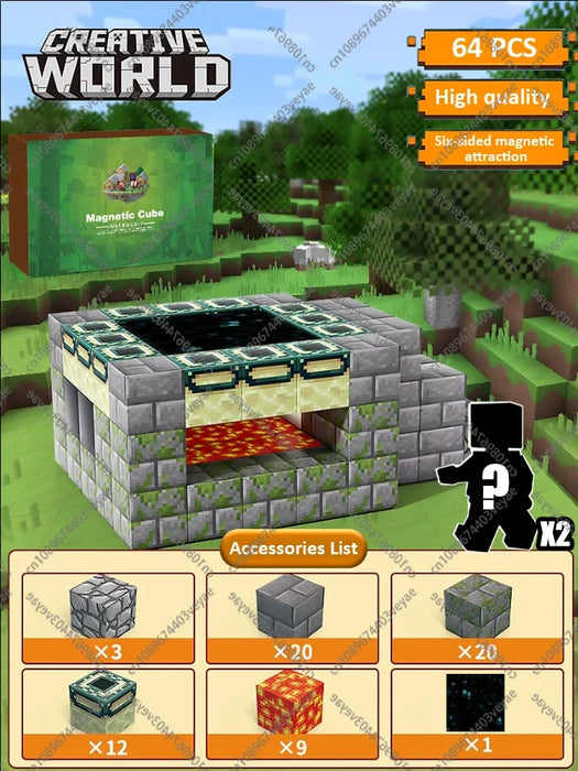 Blocchi magnetici Mine World Set cubo magnetico per ragazzo ragazza bambino età 3+ modello fai da te bambini stelo stelo giocattolo sensoriale regalo