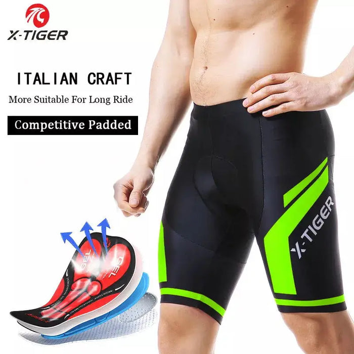 Pantaloncini da ciclismo da uomo X-TIGER pantaloncini da bici antiurto MTB pantaloncini da bicicletta traspiranti estivi con collant con bretelle imbottite in Gel Coolmax 5D
