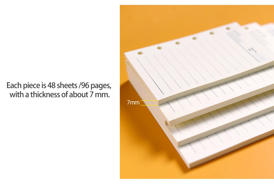 Raccoglitore ad anelli di alta qualità Notebook A5 Personal A6 A7 A8 Dimensioni Inserto Ricariche Sciolto Foglia Spirale Diario Planner Nucleo interno 100g Carta