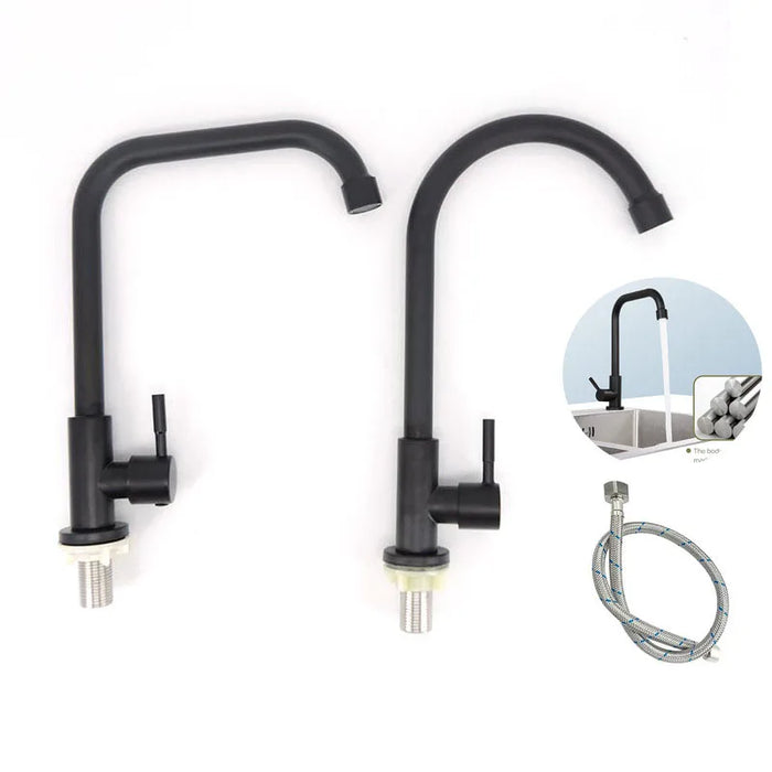 G1/2 rubinetto da cucina in acciaio inossidabile nero depuratore d'acqua rubinetti per acqua fredda a testa singola rubinetto con maniglia per montaggio su ponte di rotazione 9/16